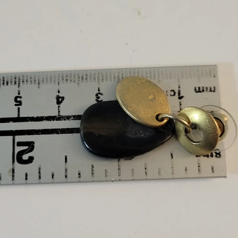 Black Gold Dangle Earrings Pierced